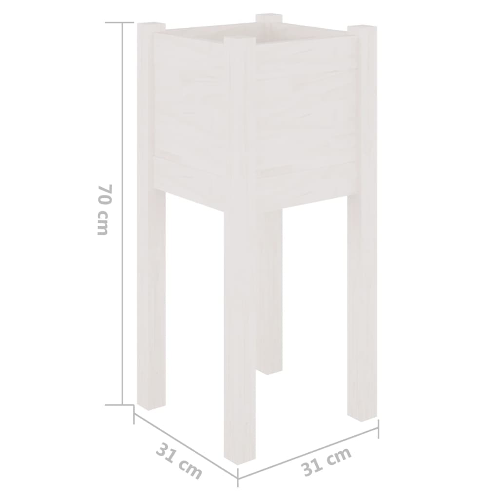 Fioriere da Giardino 2 pz Bianche 31x31x70 cm in Legno di Pino | homemem39