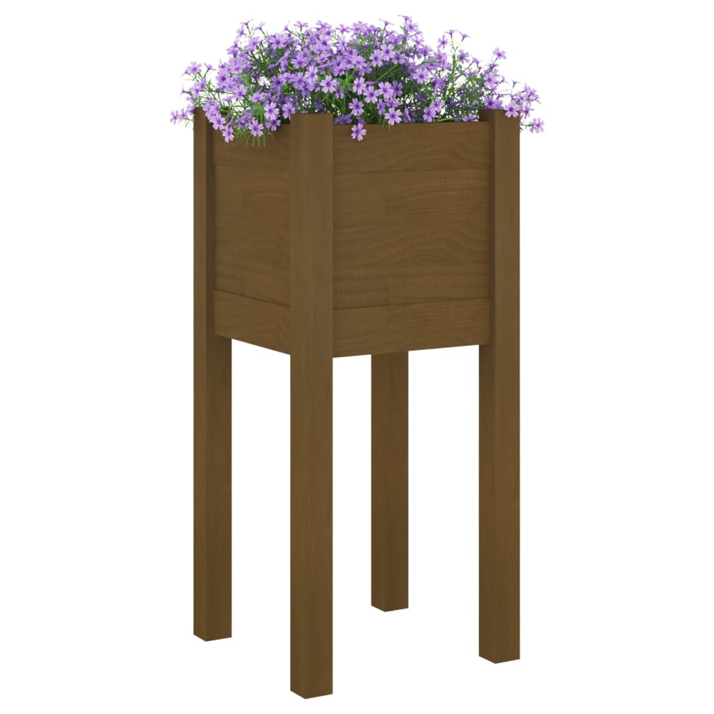 Fioriera Giardino Marrone Ambra 31x31x70 cm Legno Massello Pino