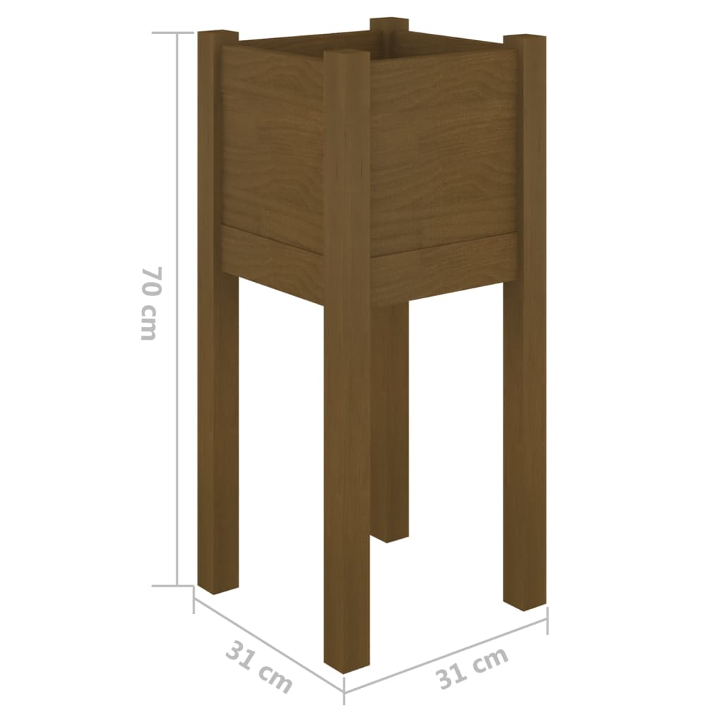 Fioriera Giardino Marrone Ambra 31x31x70 cm Legno Massello Pino