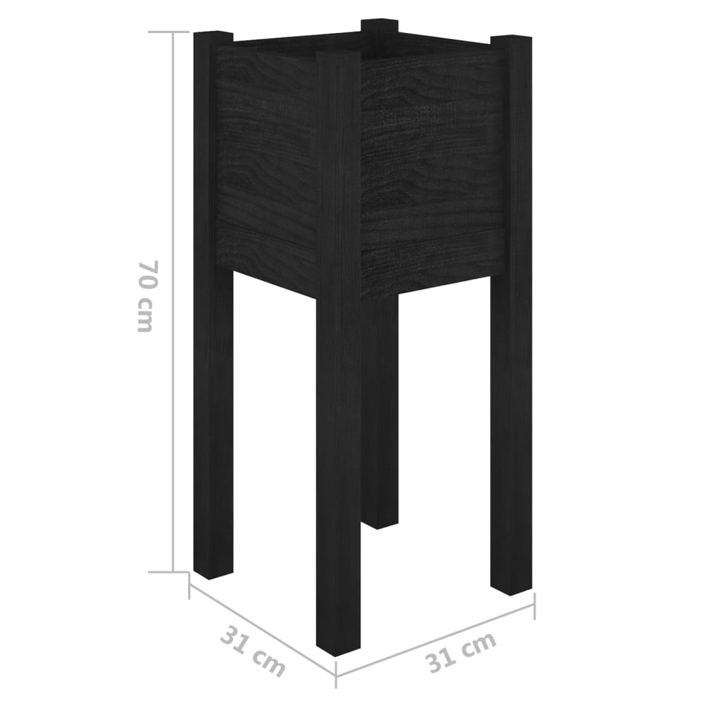 Fioriere da Giardino 2 pz Nere 31x31x70 cm in Legno di Pino | homemem39