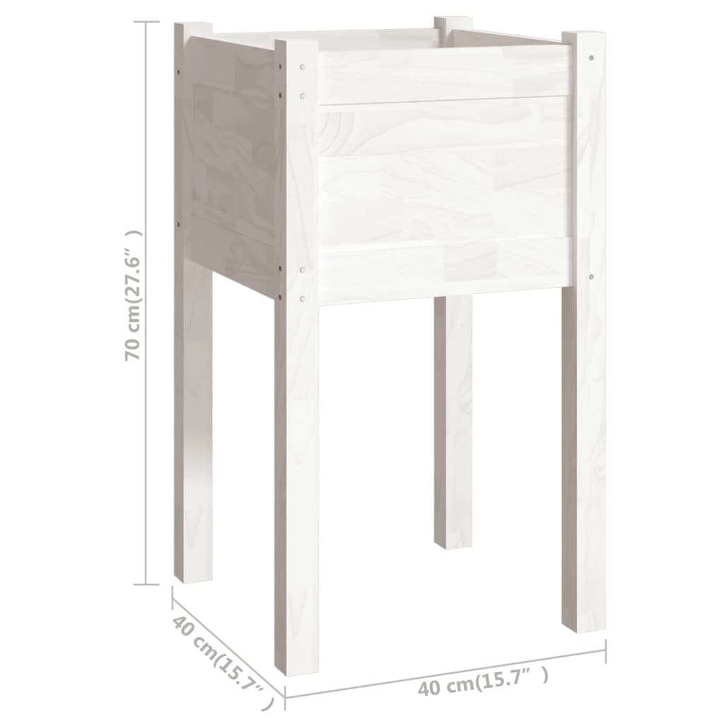 Fioriera da Giardino Bianca 40x40x70 cm Legno Massello di Pino - homemem39