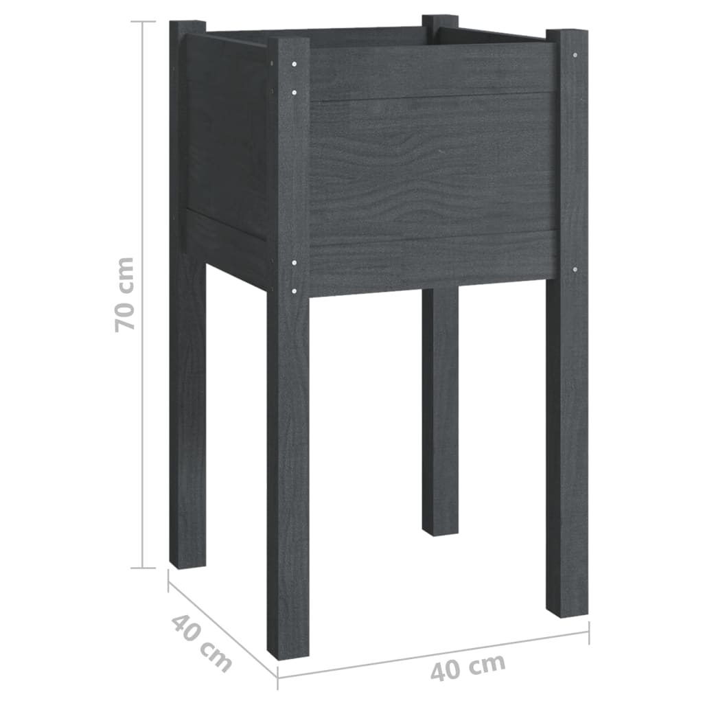 Fioriera da Giardino Grigia 40x40x70 cm in Legno di Pino | homemem39