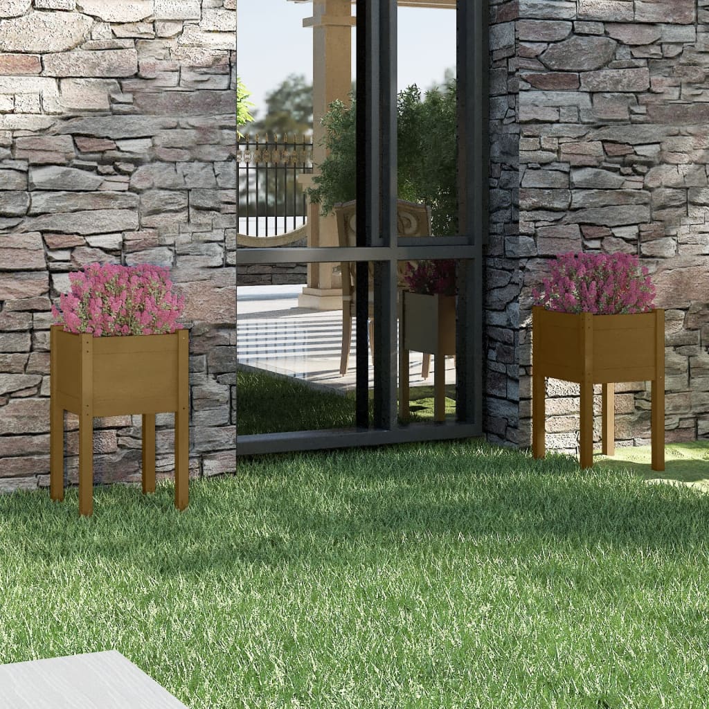 Fioriere da Giardino 2 pz Ambra 40x40x70 cm in Legno di Pino - homemem39