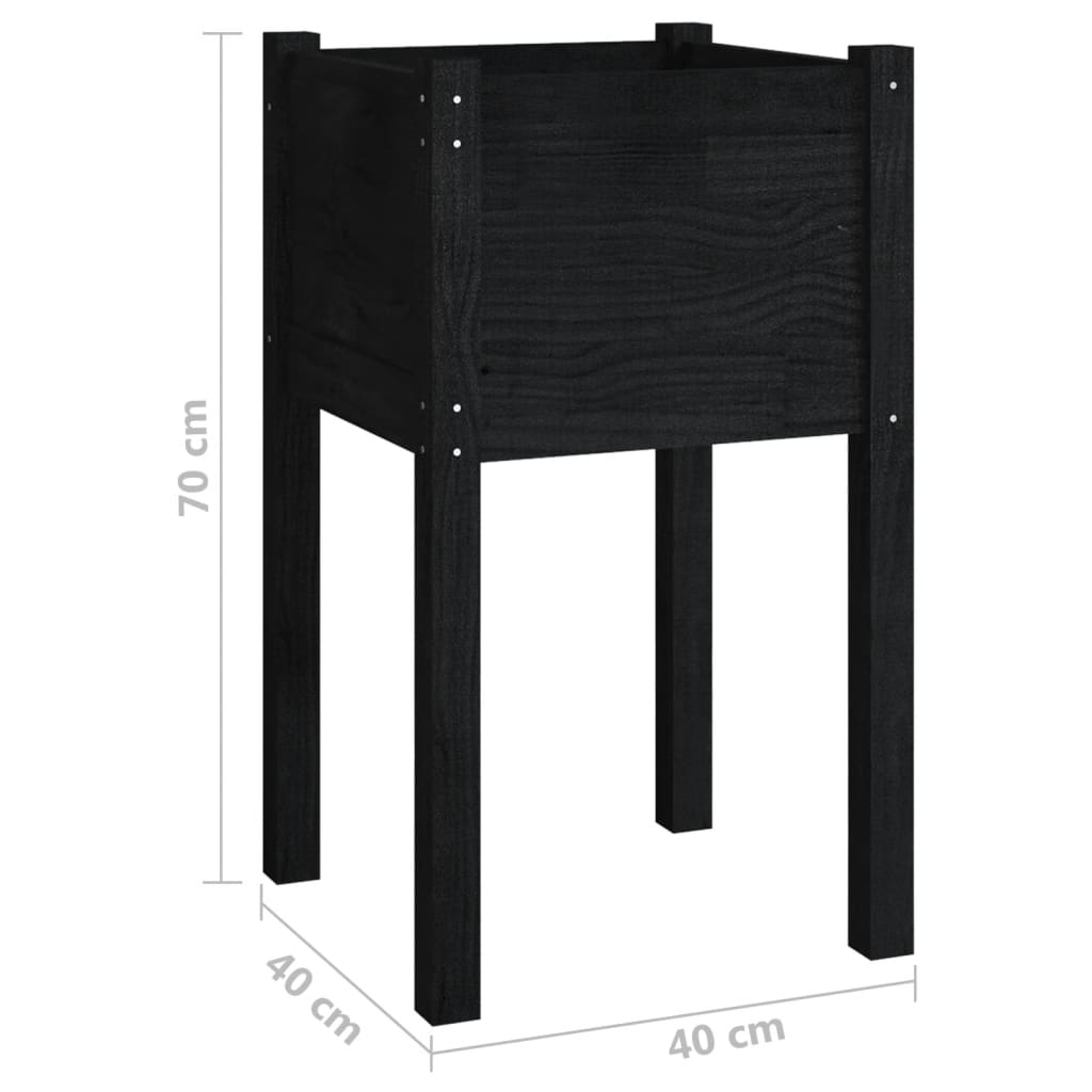 Fioriere da Giardino 2 pz Nere 40x40x70 cm in Legno di Pino | homemem39