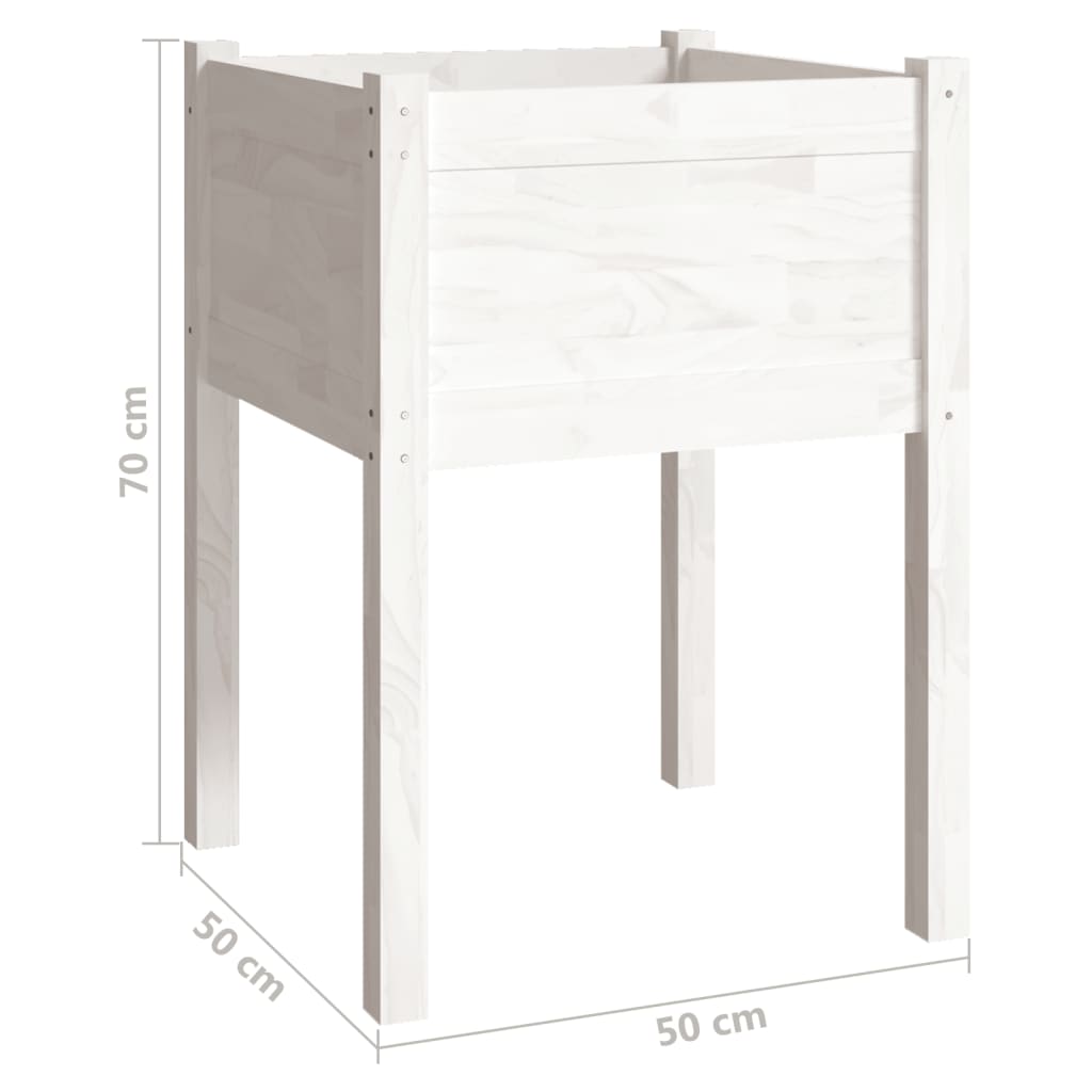 Fioriere da Giardino 2 pz Bianche 50x50x70 cm Massello di Pino | homemem39