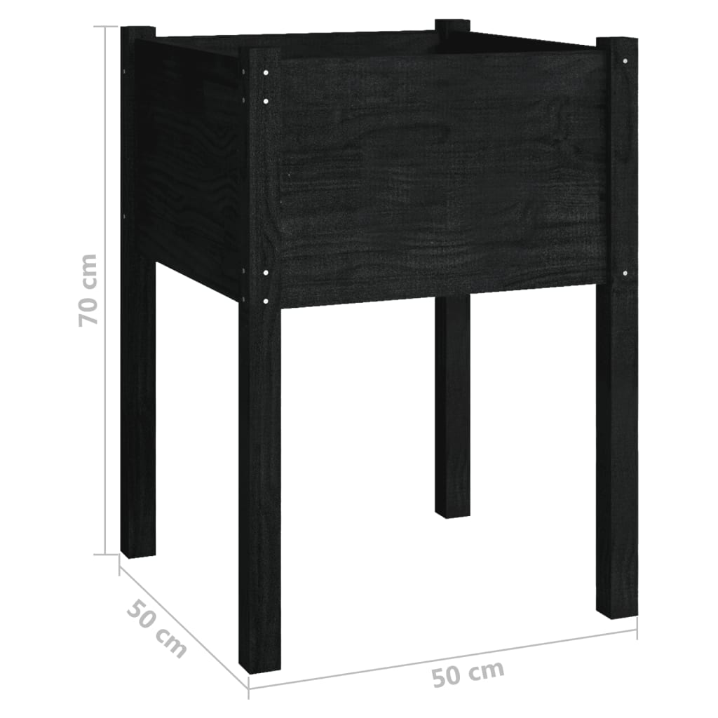 Fioriera da Giardino Nera 50x50x70 cm Legno Massello di Pino | homemem39