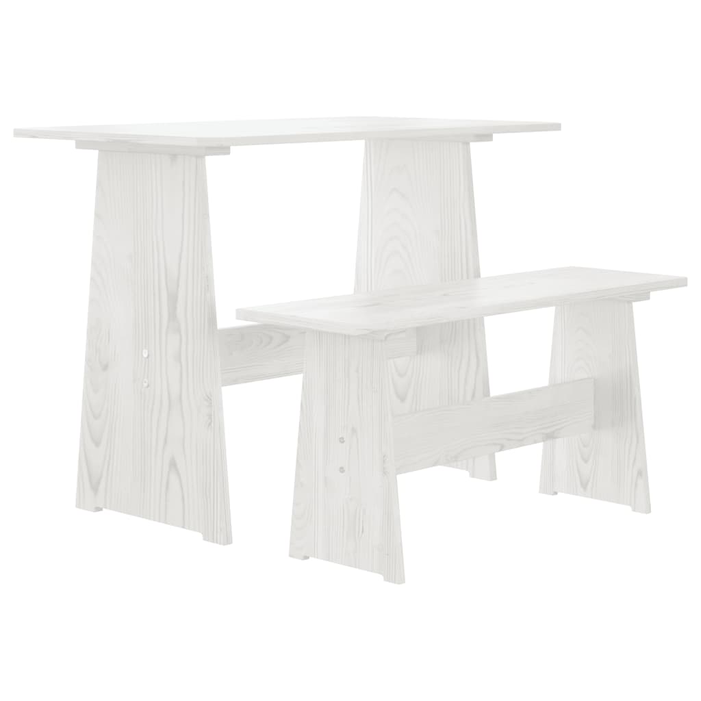 Set da Pranzo 3 pz REINE Bianco in Legno Massello di Pino - homemem39