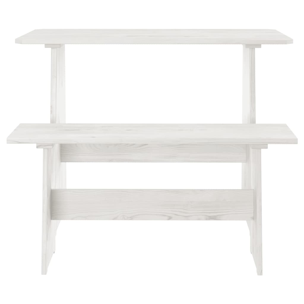 Set da Pranzo 3 pz REINE Bianco in Legno Massello di Pino - homemem39