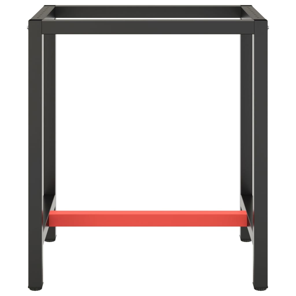 Telaio per Banco da Lavoro Nero Rosso Opaco 70x50x79 cm Metallo