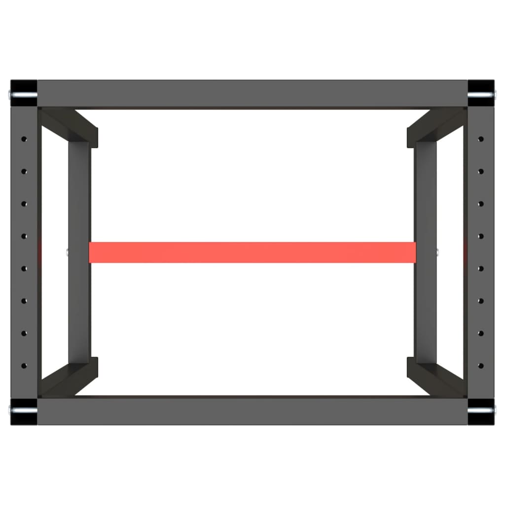 Telaio per Banco da Lavoro Nero Rosso Opaco 70x50x79 cm Metallo