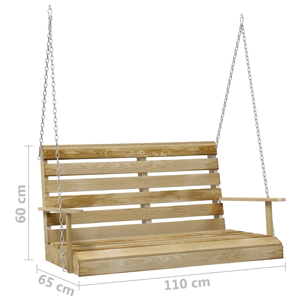 Panchina a Dondolo 110 cm in Legno di Pino Impregnato | homemem39