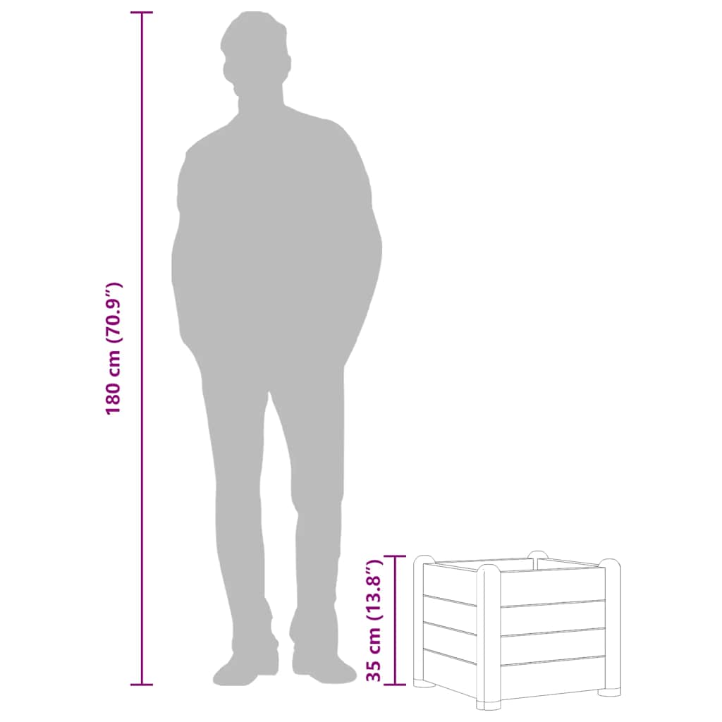 Letto Rialzato da Giardino in PP Grigio Pietra 43x43x35 cm