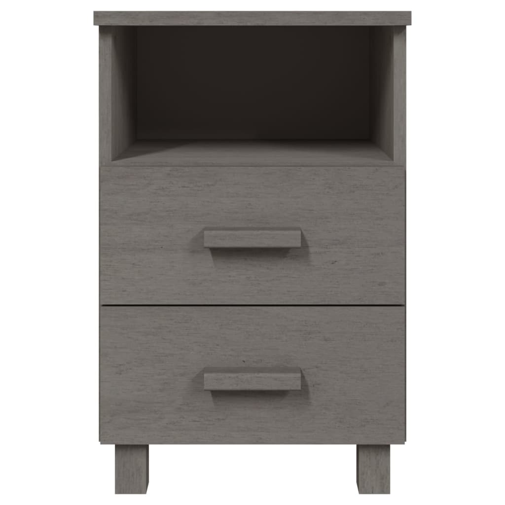 Comodino HAMAR Grigio Chiaro 40x35x62 cm Legno Massello di Pino
