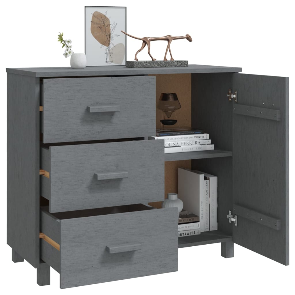 Credenza HAMAR Grigio Scuro 90x40x80 cm Legno Massello di Pino - homemem39