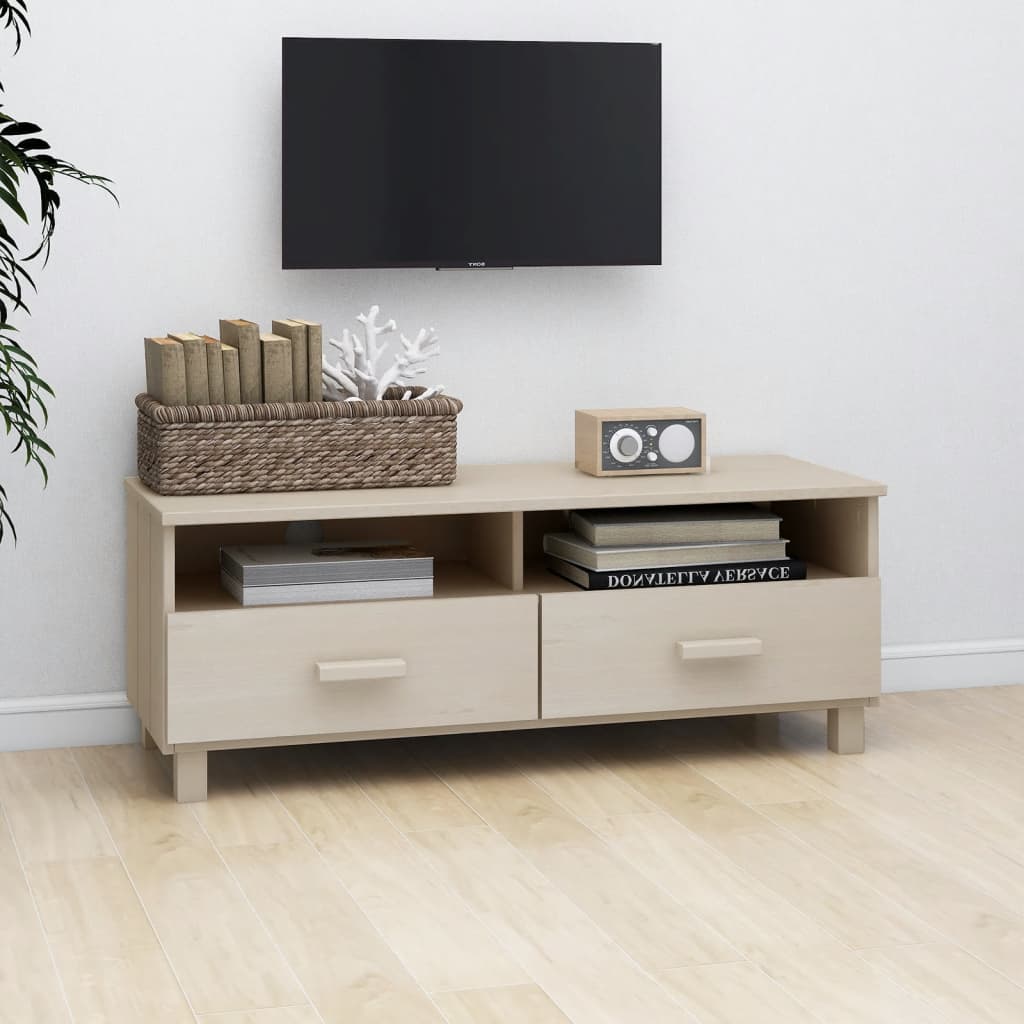 Mobile TV HAMAR ambra 106x40x40 cm in Legno Massello di Pino