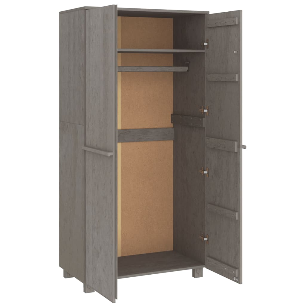 Armadio HAMAR Grigio Chiaro 89x50x180 cm Legno Massello di Pino - homemem39