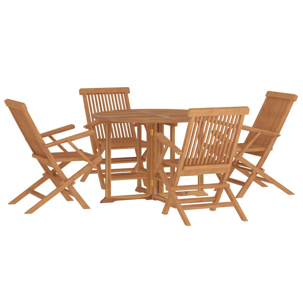 Set da Pranzo Pieghevole per Esterni 5pz Legno Massello di Teak - homemem39