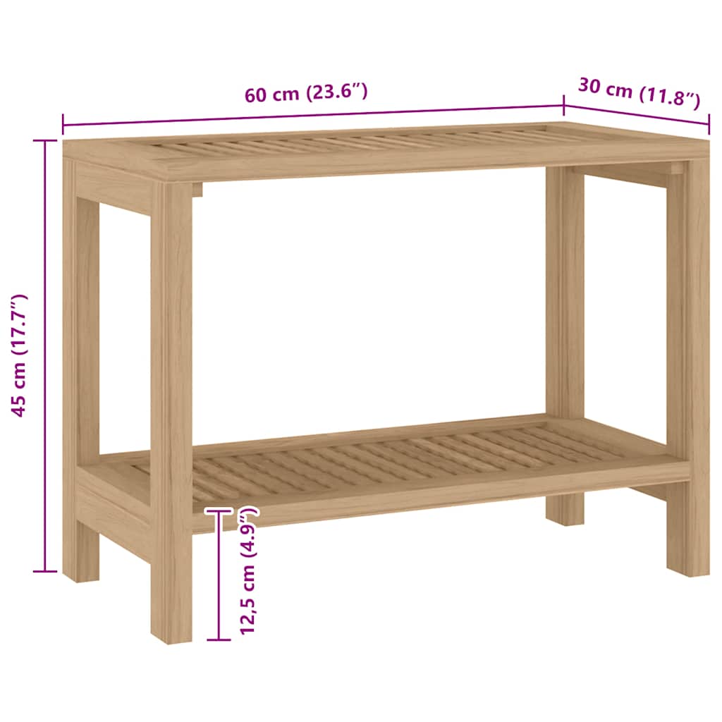 Tavolino da Bagno 60x30x45 cm in Legno Massello di Teak - homemem39