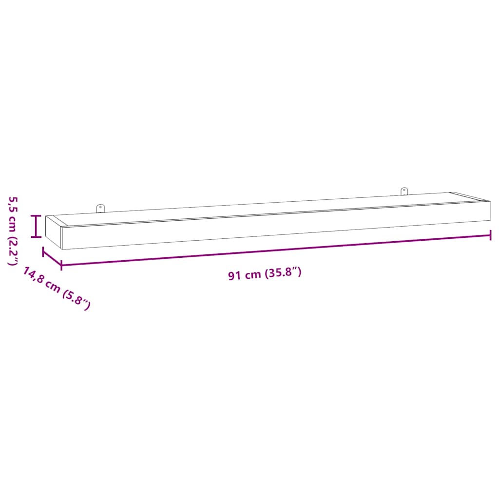 Mensole da Parete 2 pz 90x15x4 cm in Legno Massello di Teak
