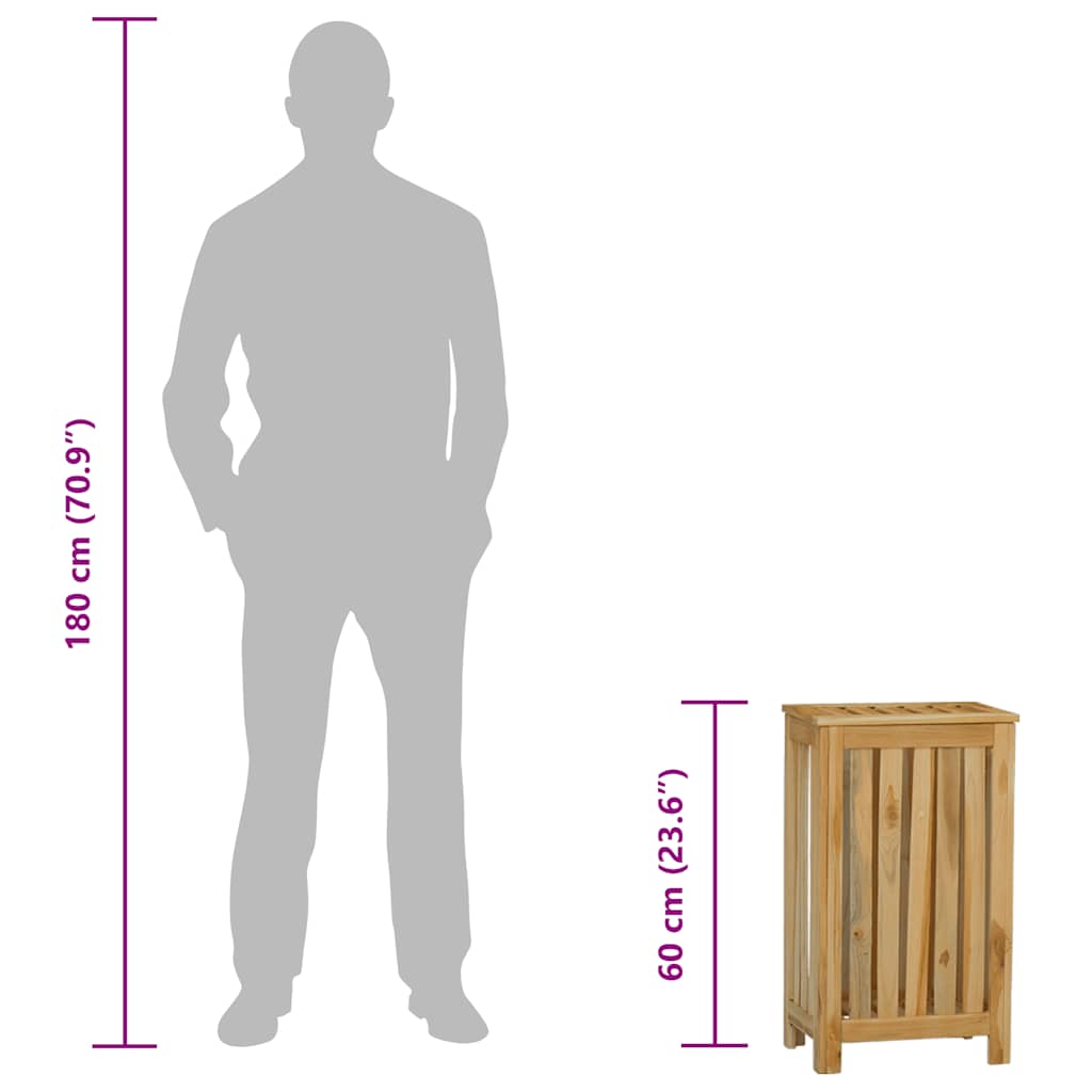 Cesto del Bucato 35x25x60 cm in Legno Massello di Teak | homemem39