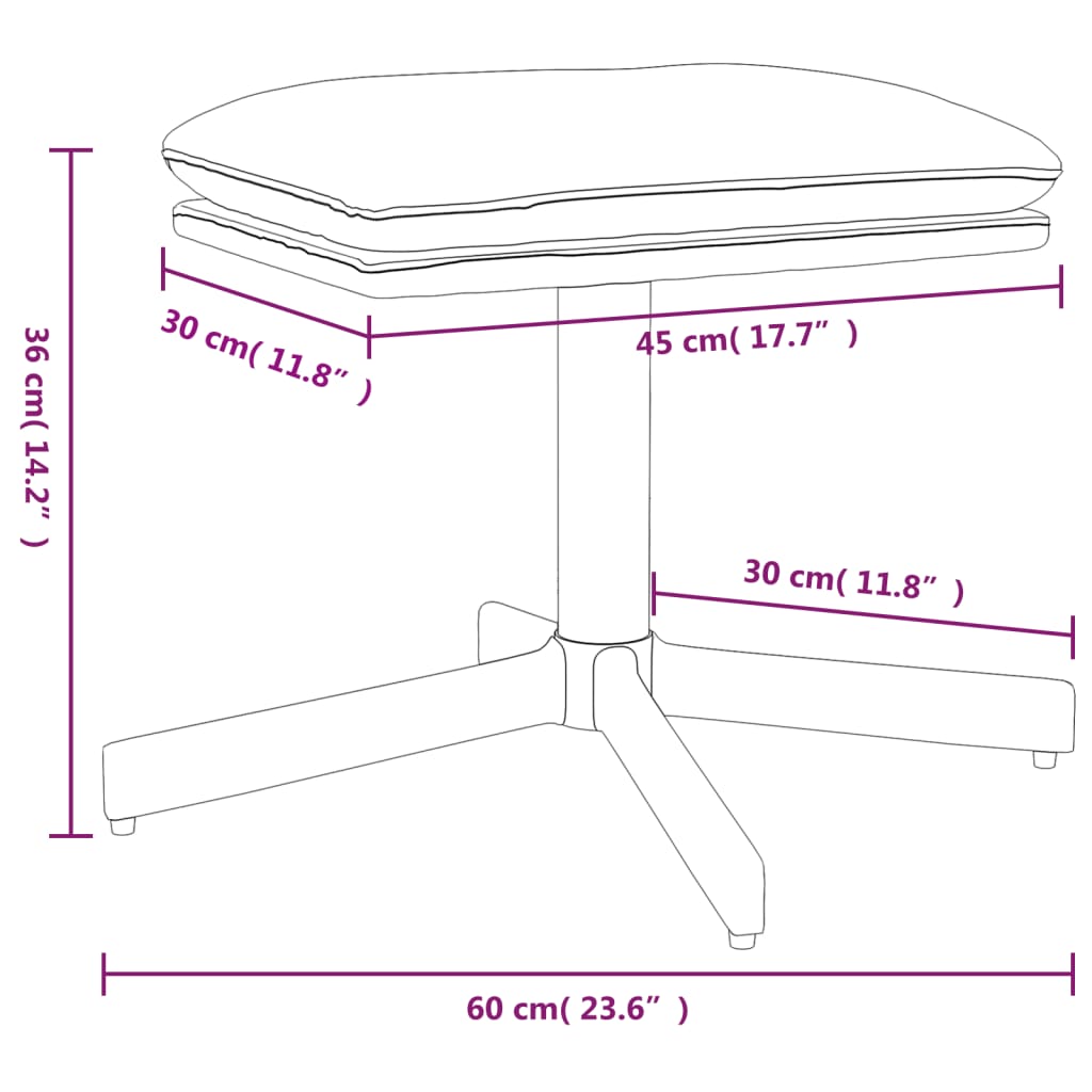 Poggiapiedi Marrone 60x60x36 cm in Velluto - homemem39
