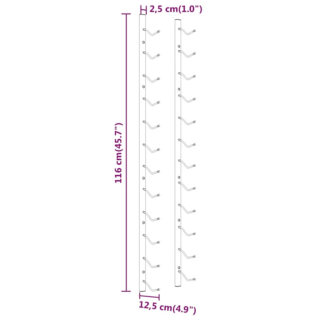 Portavini da Parete per 12 Bottiglie Bianco in Ferro