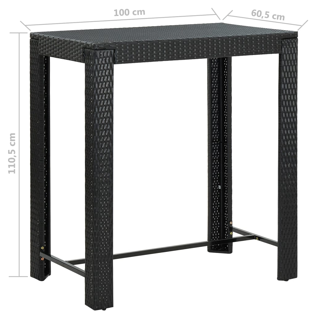 Set Bar da Giardino 5 pz con Cuscini Polyrattan Nero | homemem39