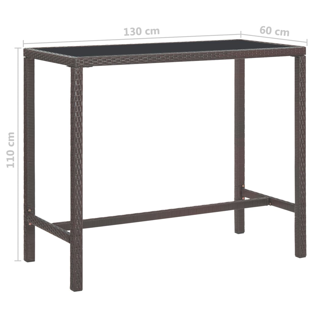 Set da Bar da Giardino 7 pz con Cuscini in Polyrattan Marrone