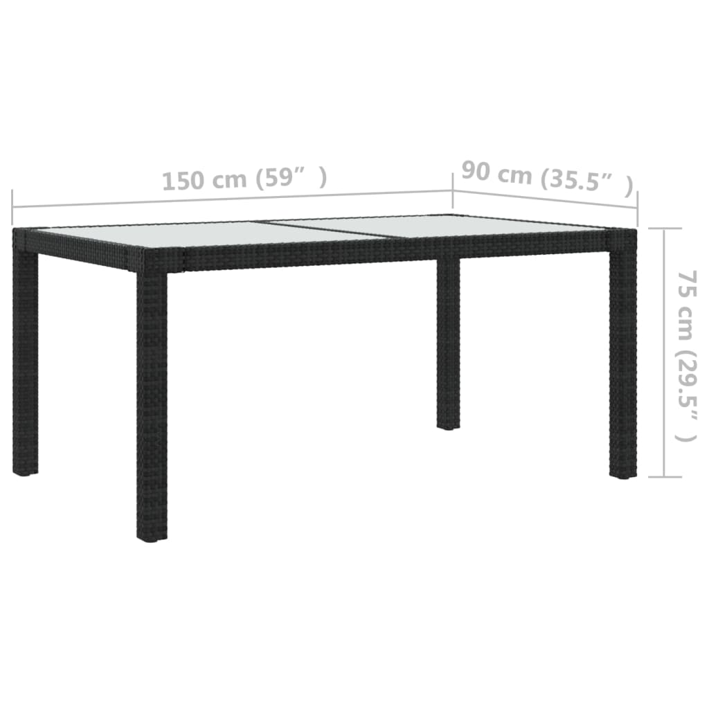 Set da Pranzo da Giardino 7 pz con Cuscini in Polyrattan Nero | homemem39