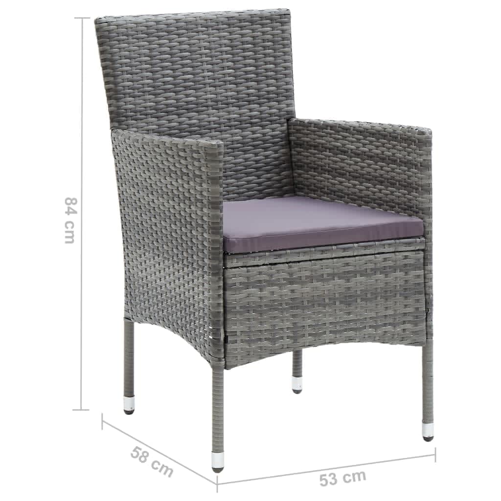 Set da Pranzo per Giardino 5 pz con Cuscini Polyrattan Grigio | homemem39
