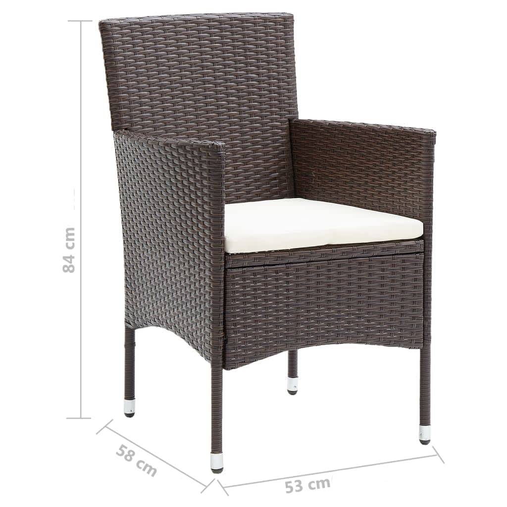 Set da Pranzo da Giardino 7 pz con Cuscini Polyrattan Marrone - homemem39