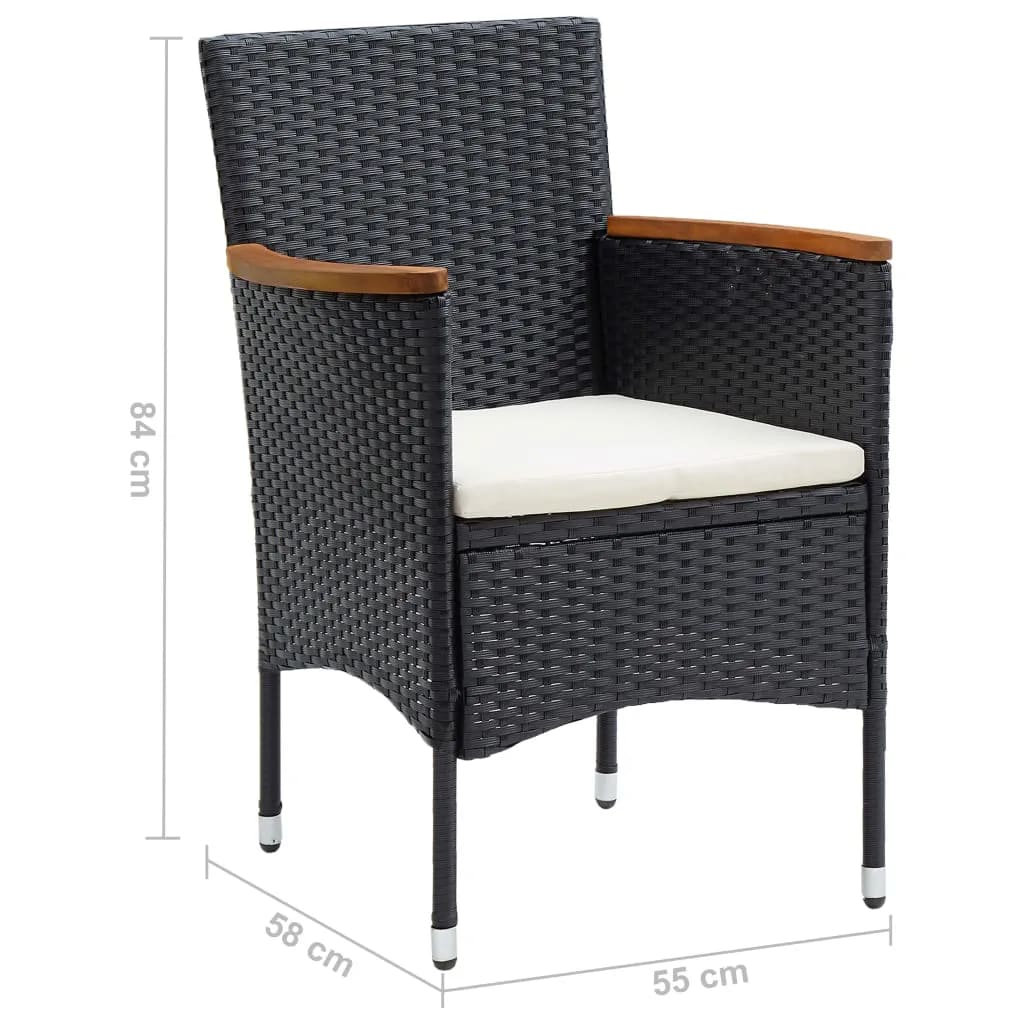 Set da Pranzo per Giardino 5 pz con Cuscini Polyrattan Nero | homemem39