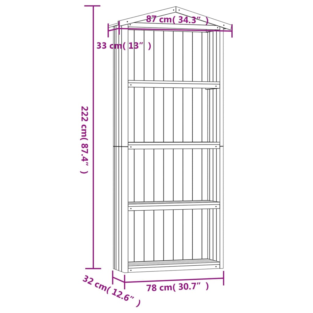 Capanno per Attrezzi da Giardino 87x33x222cm in Pino Impregnato - homemem39