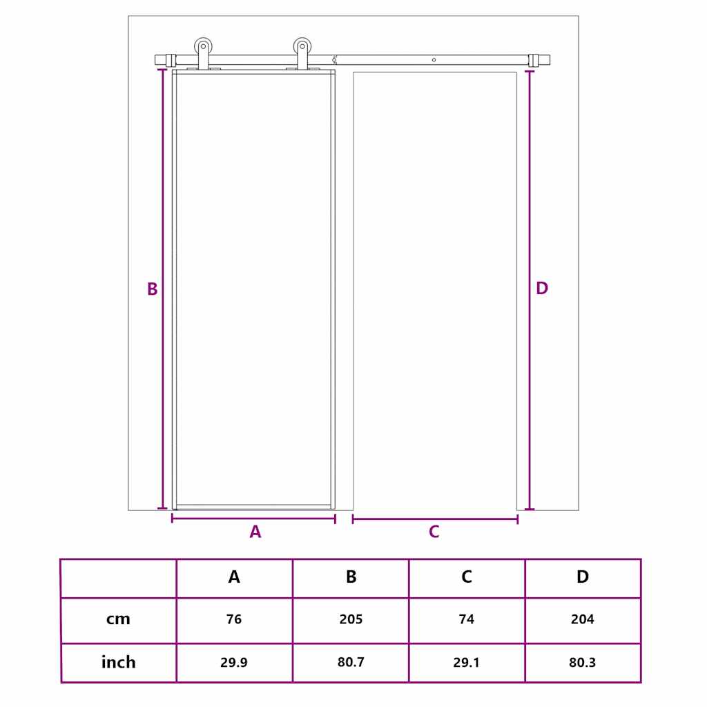 Porta Scorrevole Vetro Smerigliato ESG Alluminio 76x205 cm Nera | homemem39