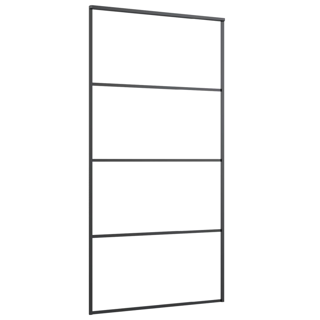 Porta Scorrevole in Vetro ESG e Alluminio 102,5x205 cm Nera - homemem39