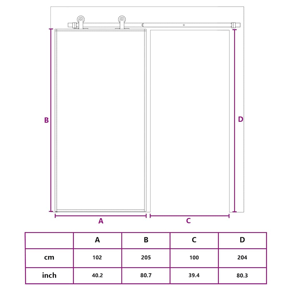 Porta Scorrevole in Vetro ESG e Alluminio 102,5x205 cm Nera | homemem39