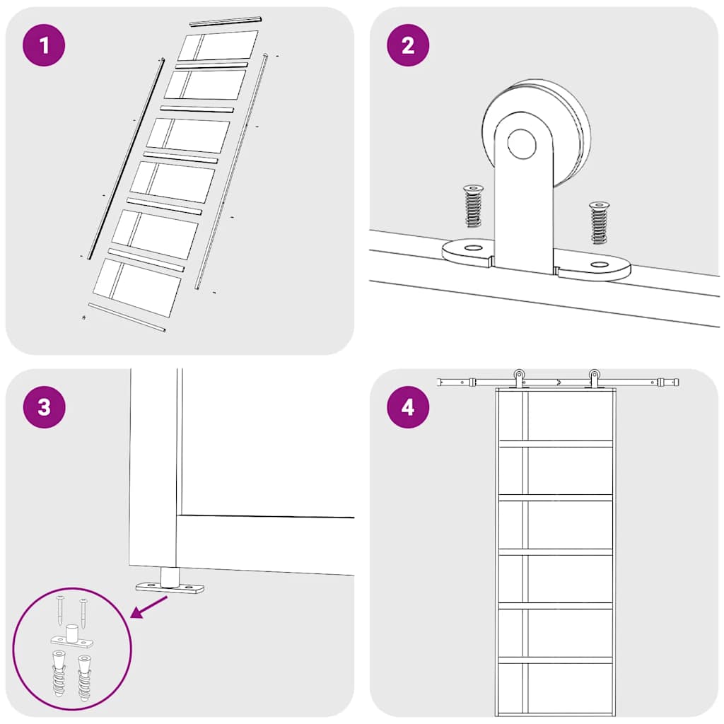 Porta Scorrevole Smerigliato ESG Vetro Alluminio 76x205 cm Nera