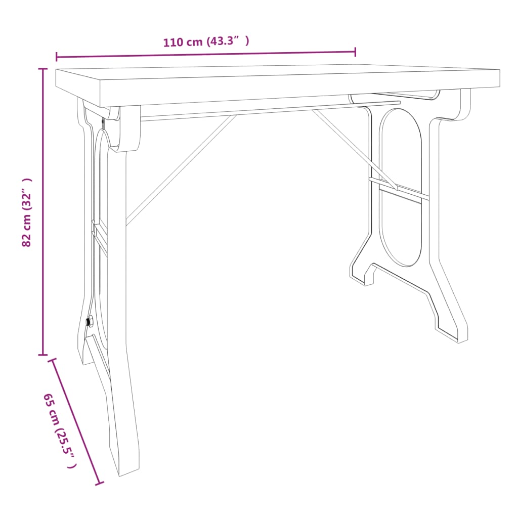 Tavolo da Pranzo 110x65x82cm in Legno Massello di Abete e Ferro - homemem39