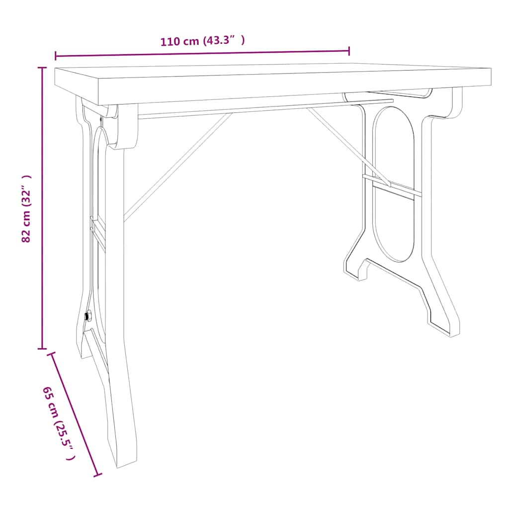 Tavolo da Pranzo 110x65x82cm in Legno Massello di Abete e Ferro | homemem39