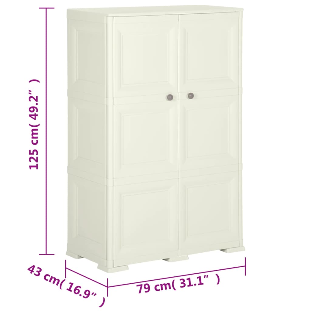 Armadietto in Plastica 79x43x125 cm Effetto Legno Vaniglia - homemem39