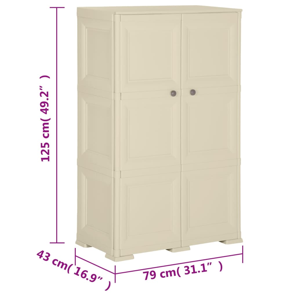 Armadietto in Plastica 79x43x125 cm Effetto Legno Bianco Angora - homemem39