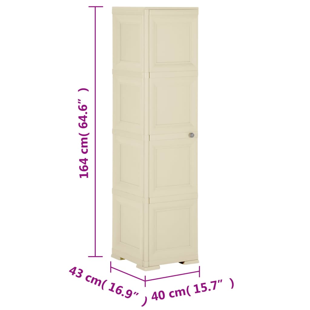 Armadietto in Plastica 40x43x164 cm Effetto Legno Bianco Angora - homemem39