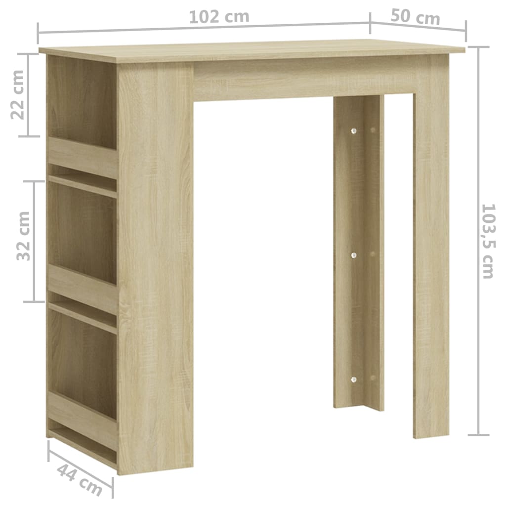 Tavolo Bar con Ripiani Rovere Sonoma 102x50x103,5 cm Truciolato - homemem39