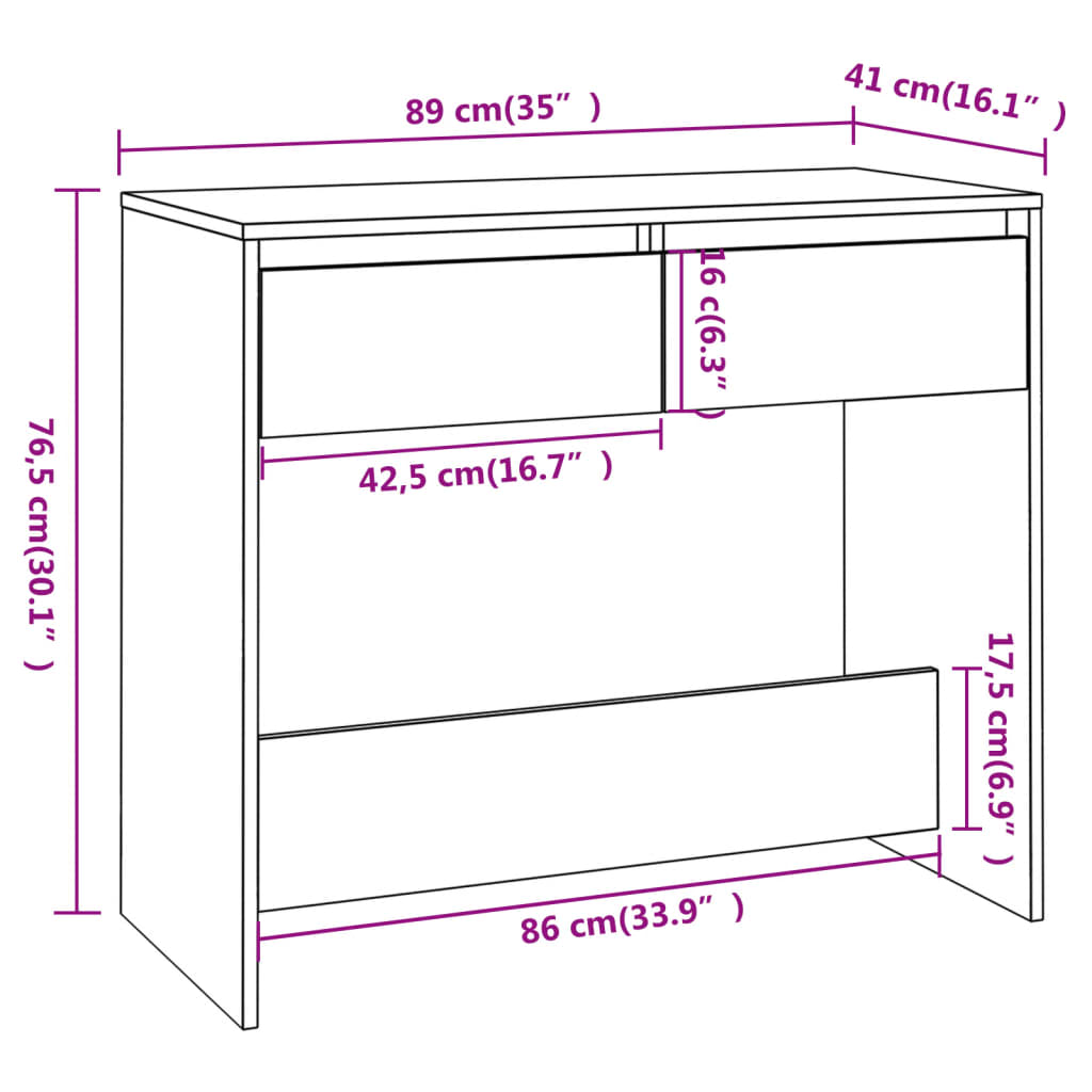 Tavolo Consolle Rovere Sonoma 89x41x76,5 cm in Acciaio | homemem39