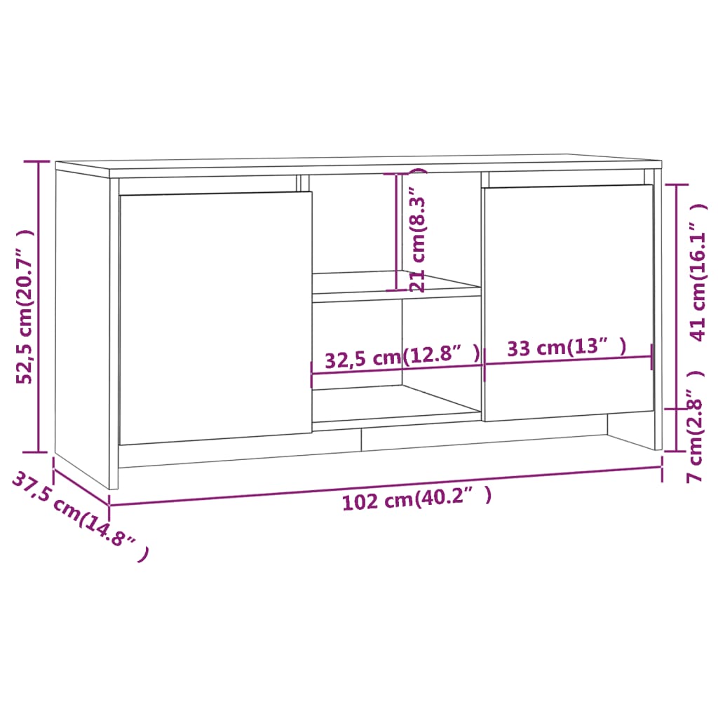 Mobile Porta TV Rovere Sonoma 102x37,5x52,5 cm in Truciolato