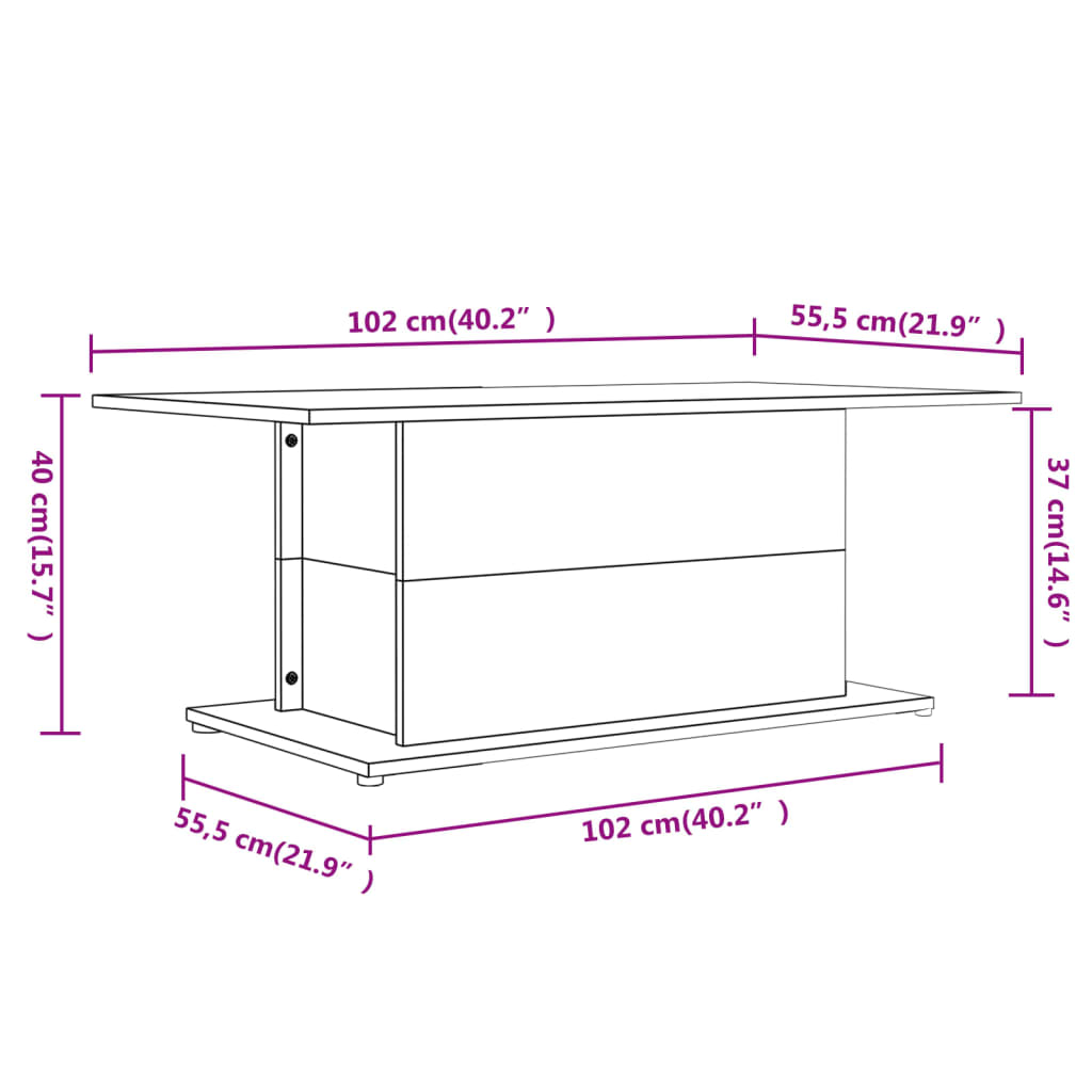 Tavolino da Salotto Bianco Lucido 102x55,5x40 cm in Truciolato | homemem39
