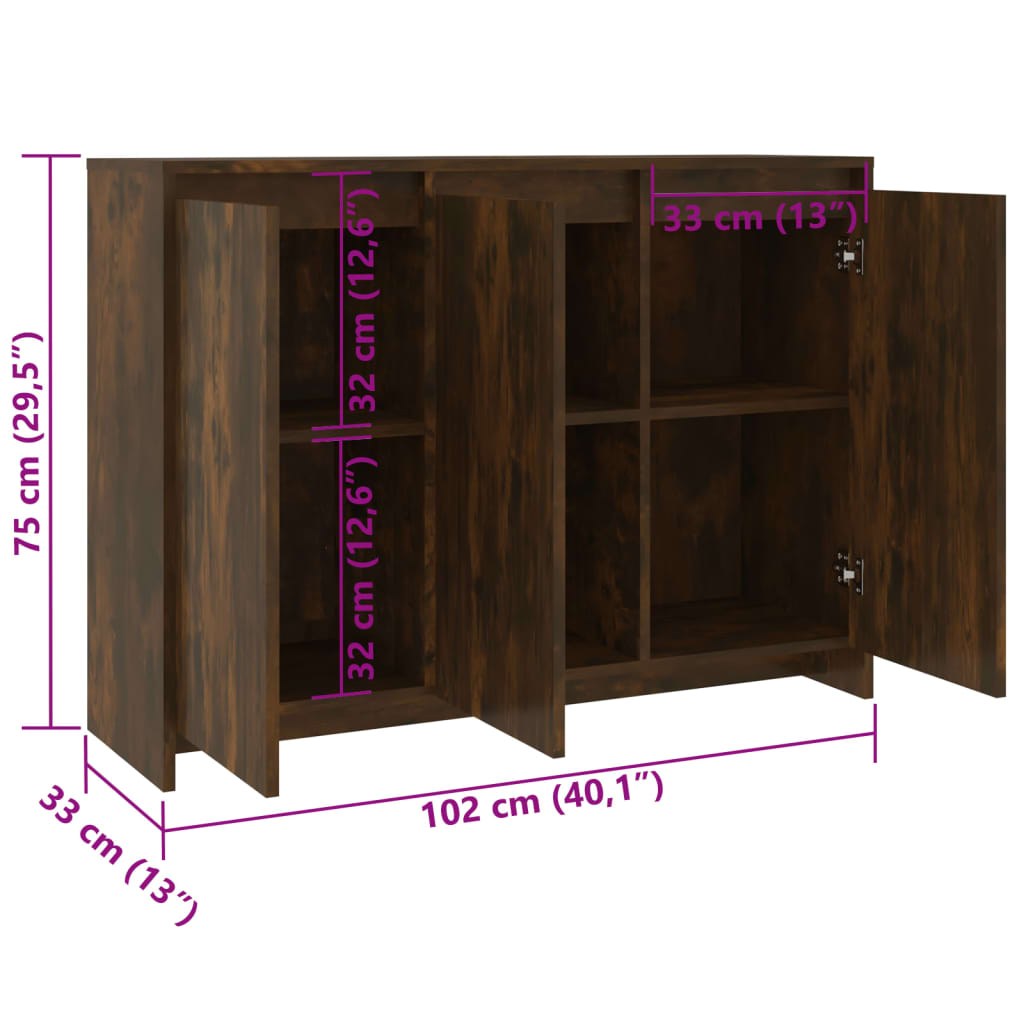Credenza Rovere Fumo 102x33x75 cm in Truciolato - homemem39