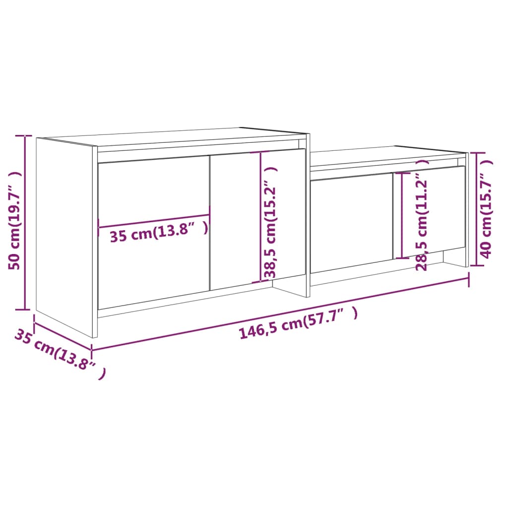 Mobile TV Rovere Marrone 146,5x35x50 cm in Truciolato - homemem39