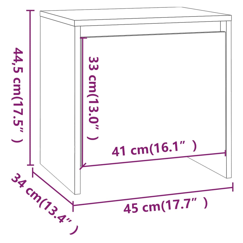 Bedside tables 2 pcs Smoked Oak 45x34x44.5 cm in chipboard