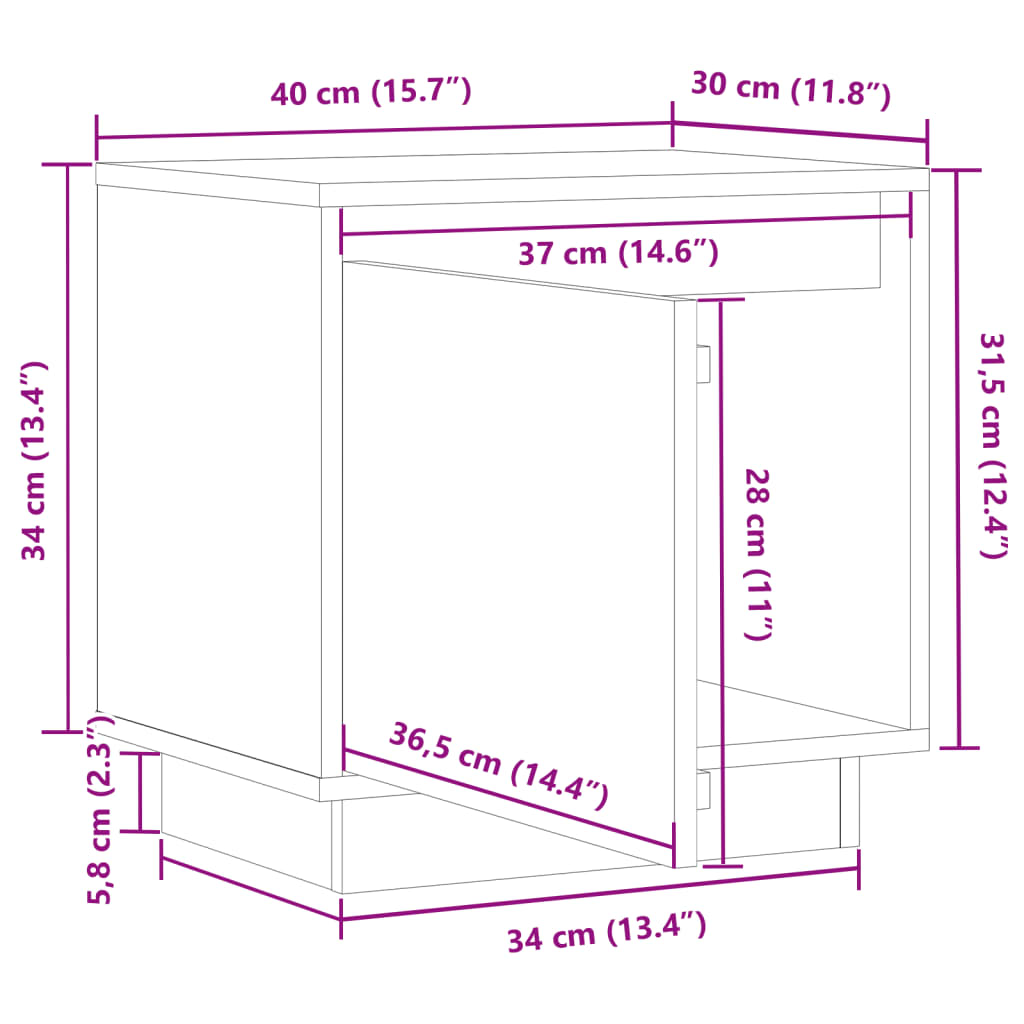 Comodini 2 pz Ambra 40x30x40 cm in Legno Massello di Pino - homemem39
